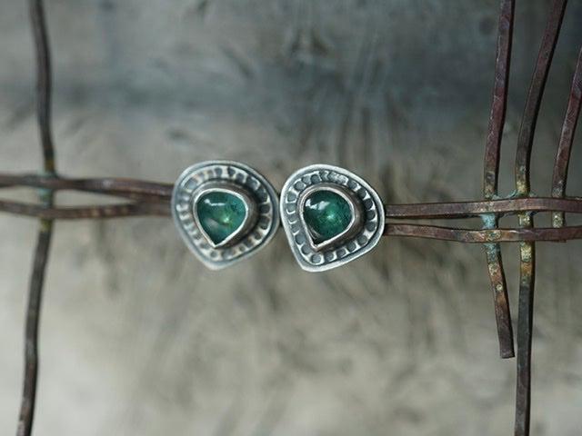 Little teal tourmaline post earrings