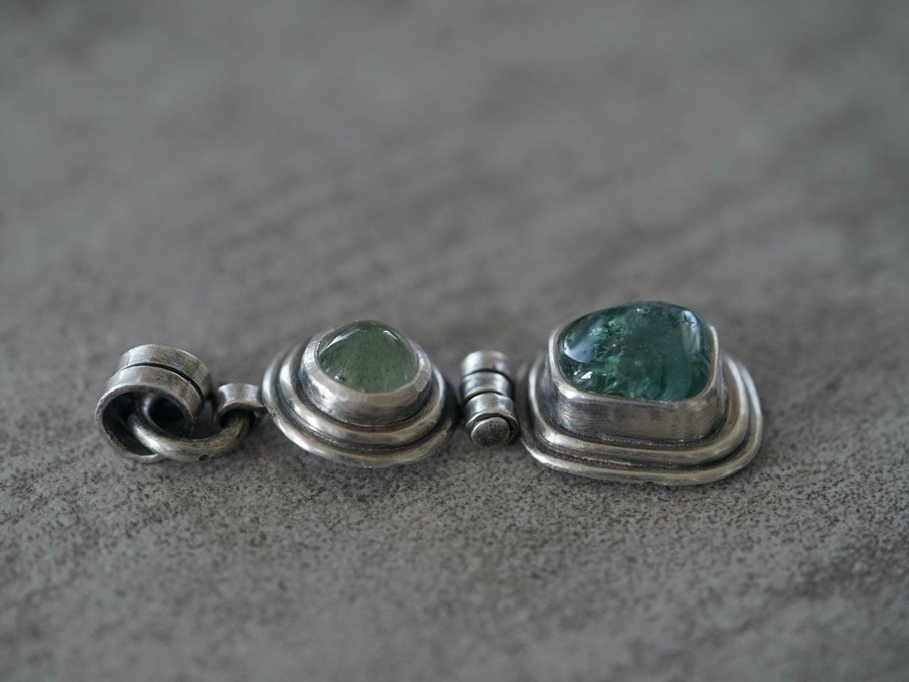 Hinged Aquamarine and Tourmaline pendant