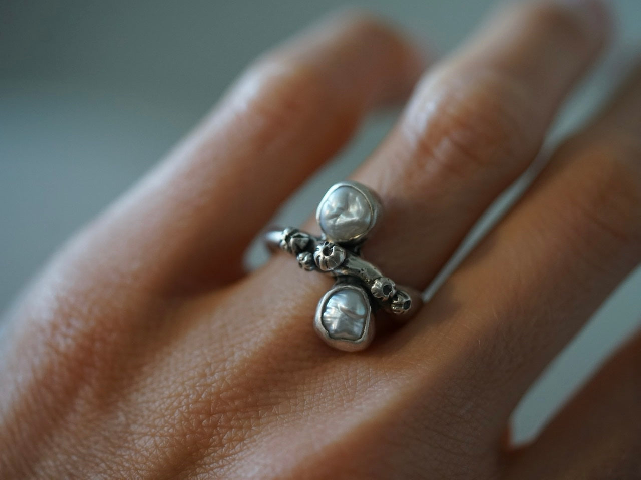 Organic freshwater pearl ring, size