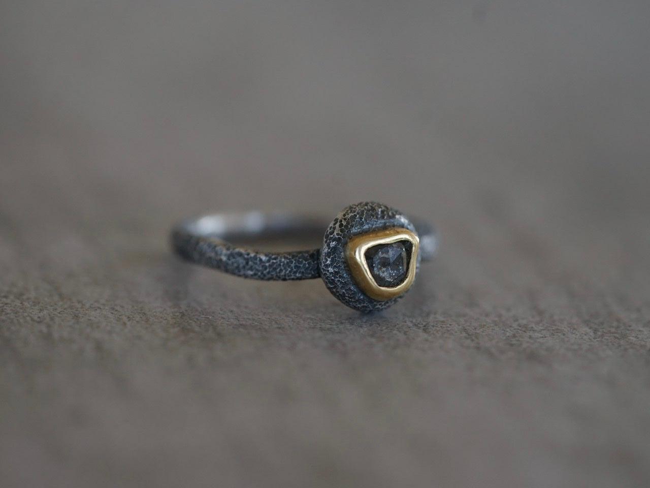 Brown salt and pepper diamond and 22k gold ring size 6.75