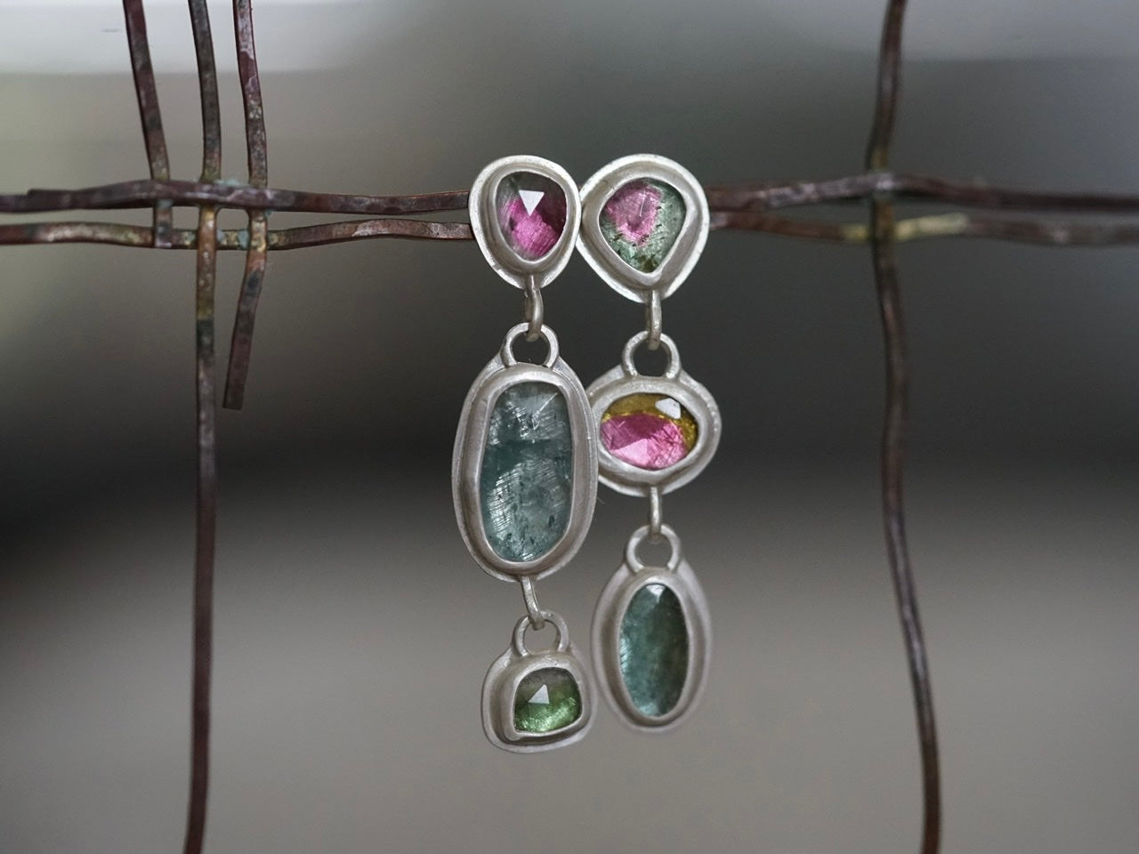 Multitourmaline drop earrings