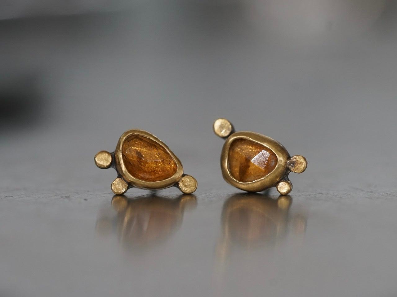 Honey colored tourmaline and 22k gold post earrings