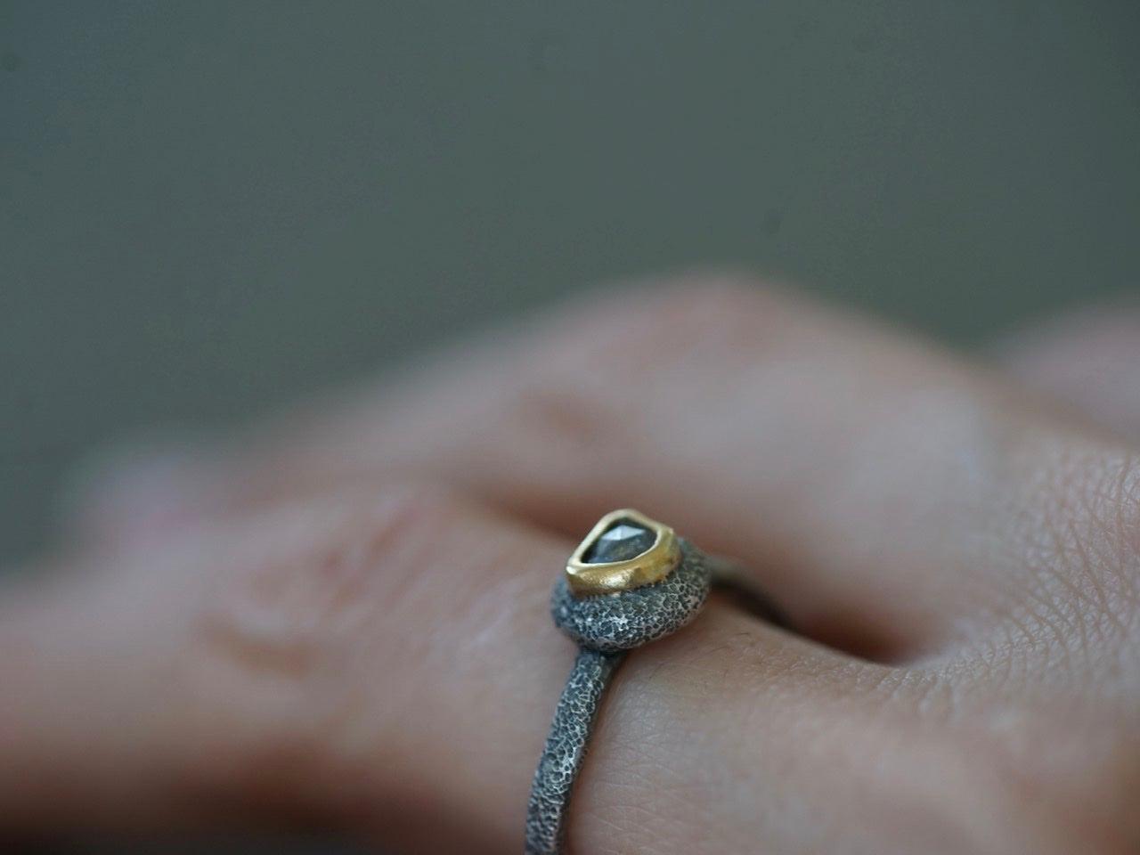 Brown salt and pepper diamond and 22k gold ring size 6.75