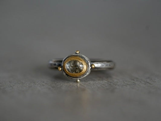 Green sapphire direction ring, size 6.25,
