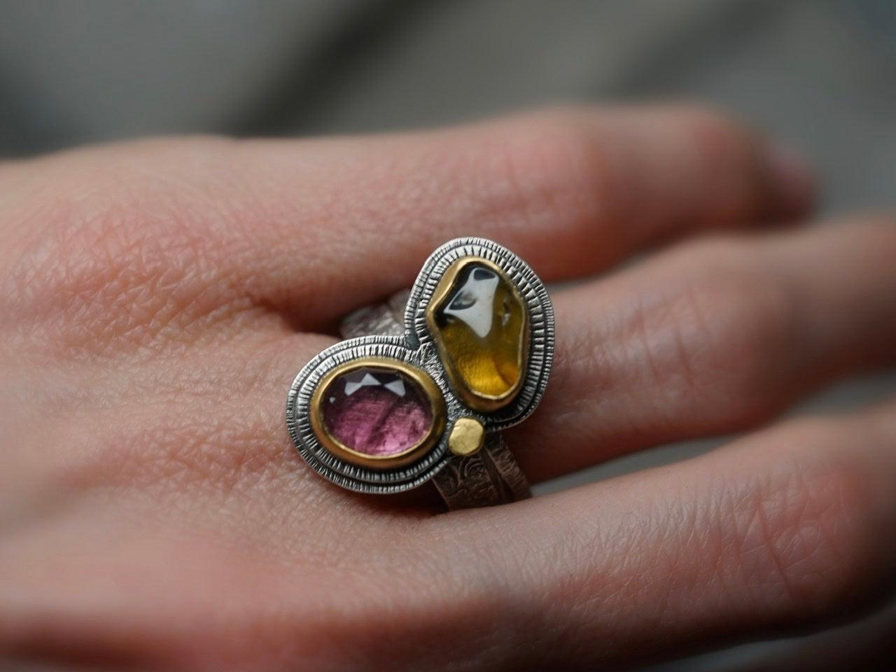 RESERVED FOR YVONNE, unique tourmaline ring, size 8.75