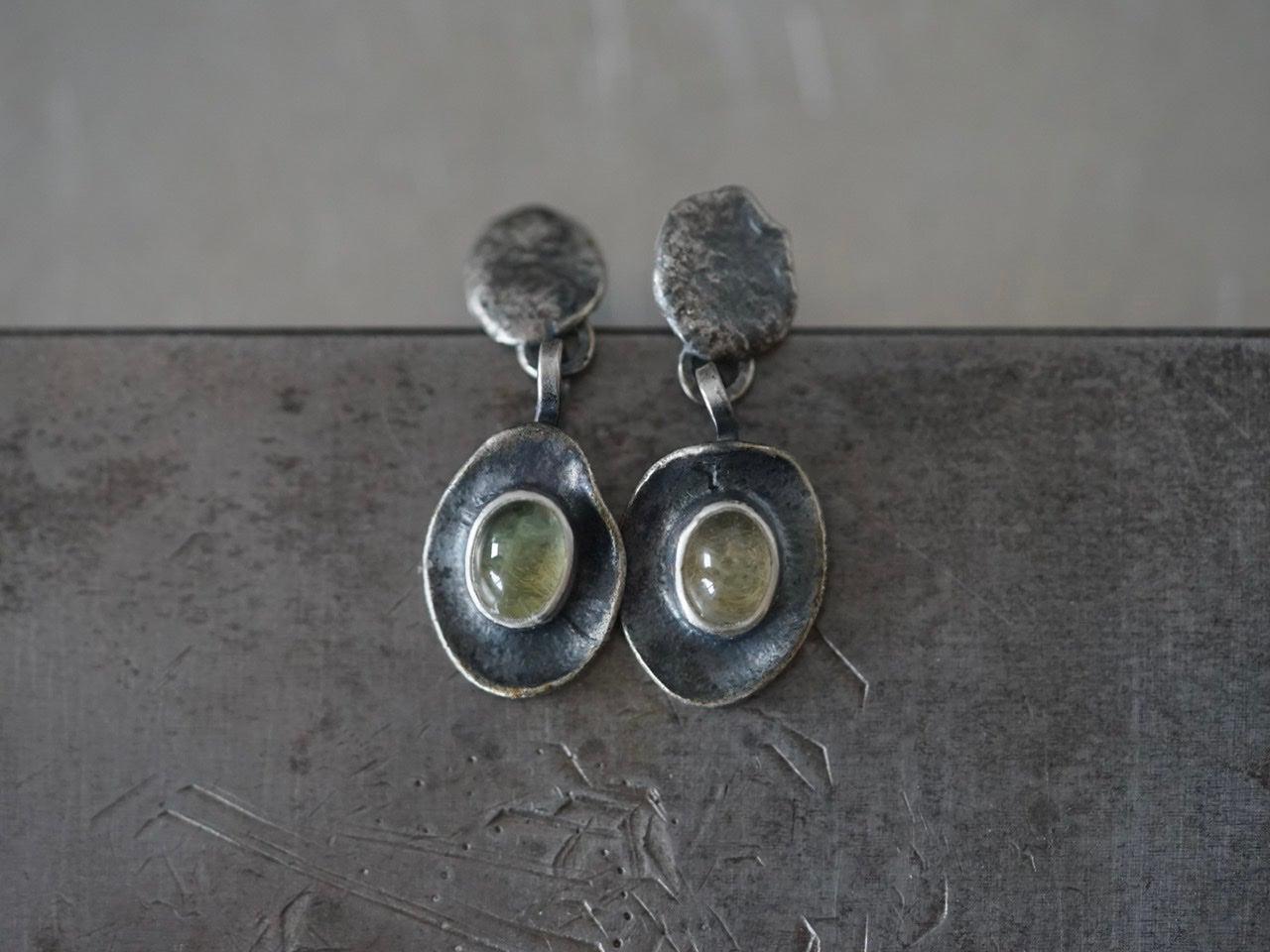 Melted series, green aquamarine earrings