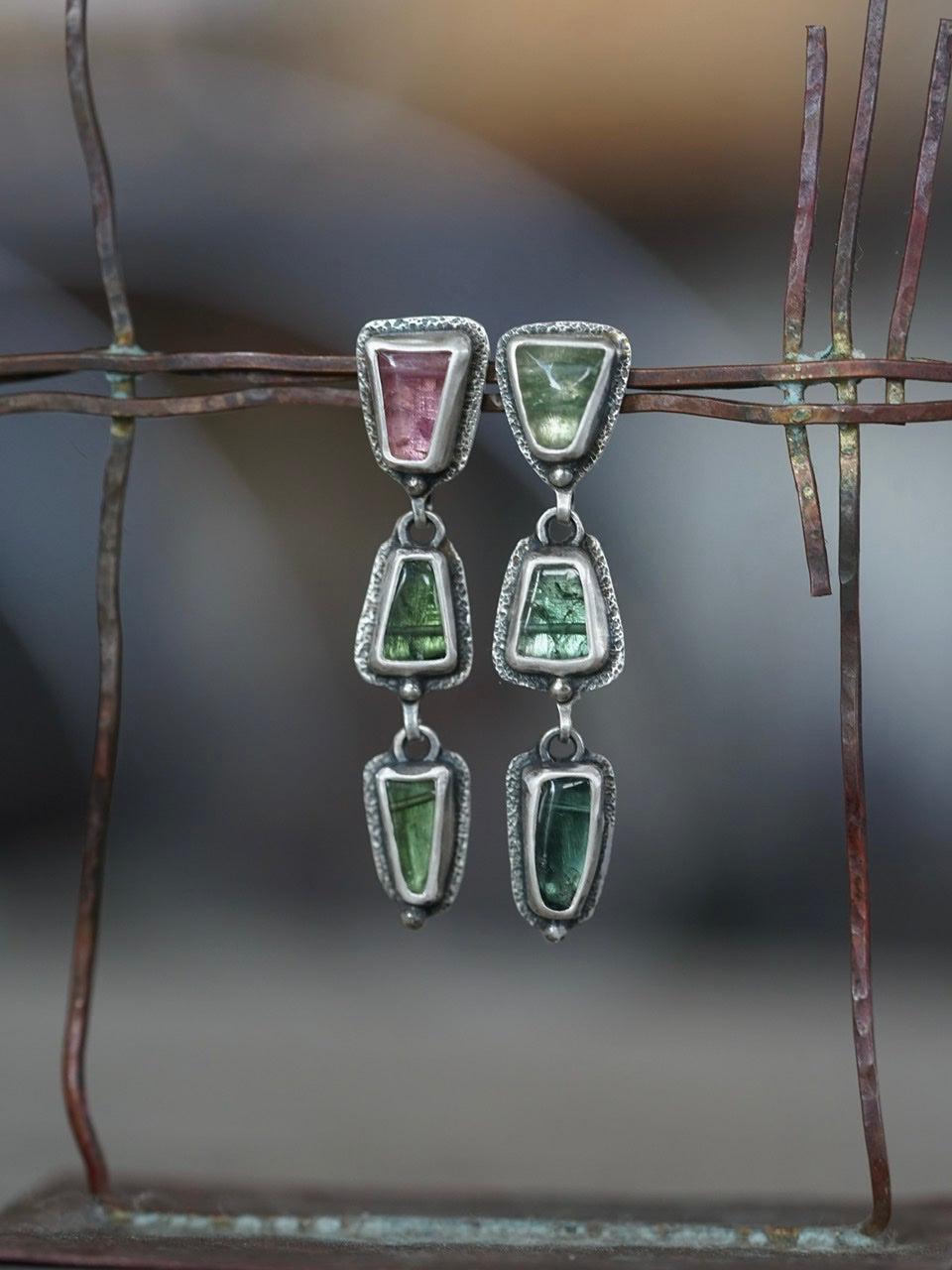 Tourmaline dangly post earrings