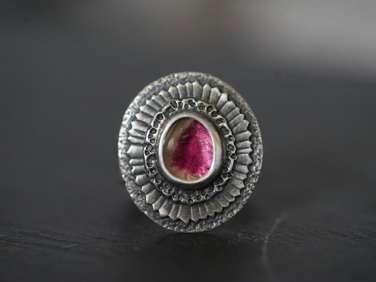 Tourmaline flower ring, size 7