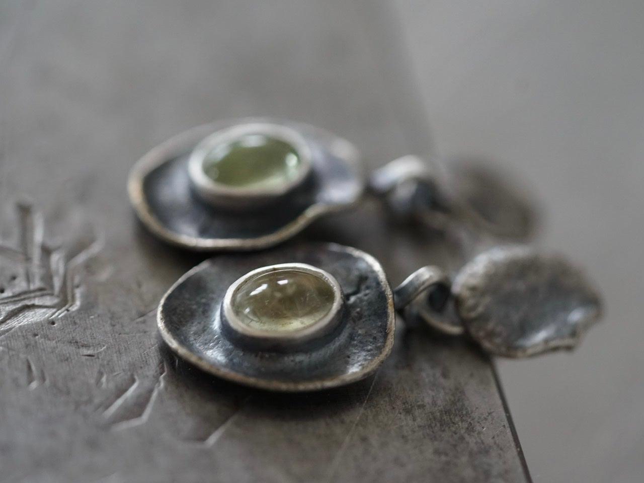 Melted series, green aquamarine earrings