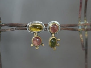 tiny creatures asymmetrical tourmaline post earrings