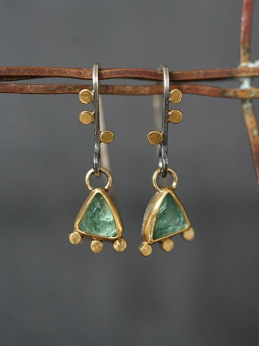 Exquisite delicate tourmaline and 22k gold drop earrings