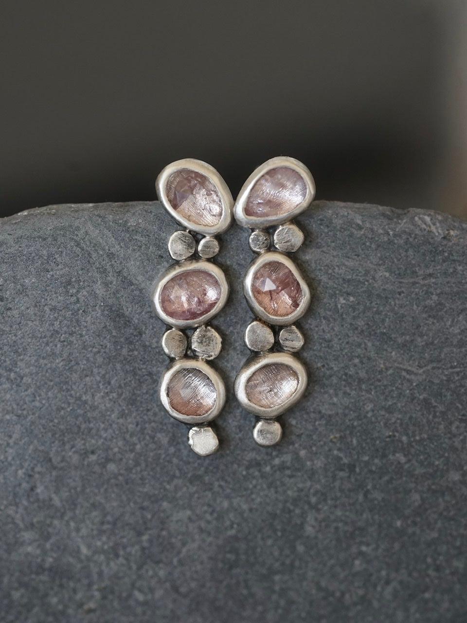 Rose spinel pebble earrings