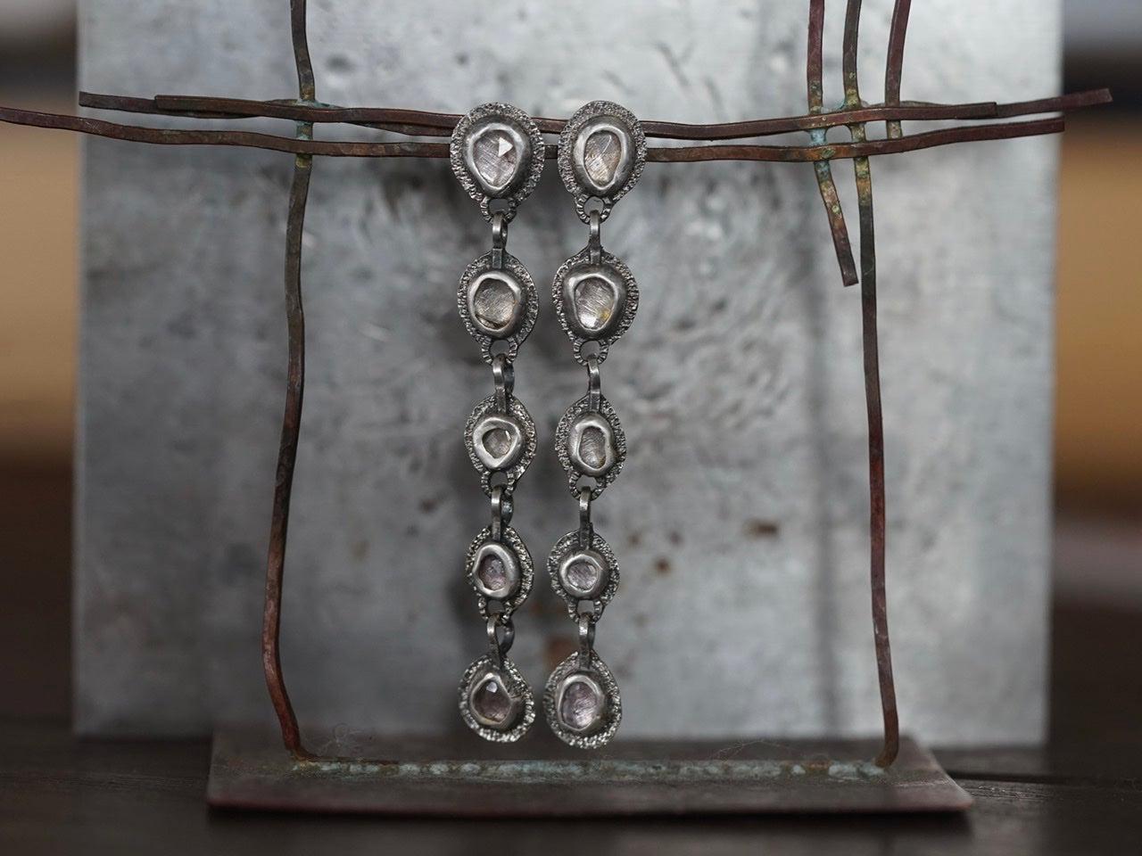 Long blush tone spinel drop earrings