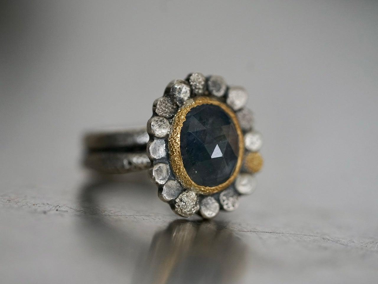 Sapphire flower ring, size 7.25
