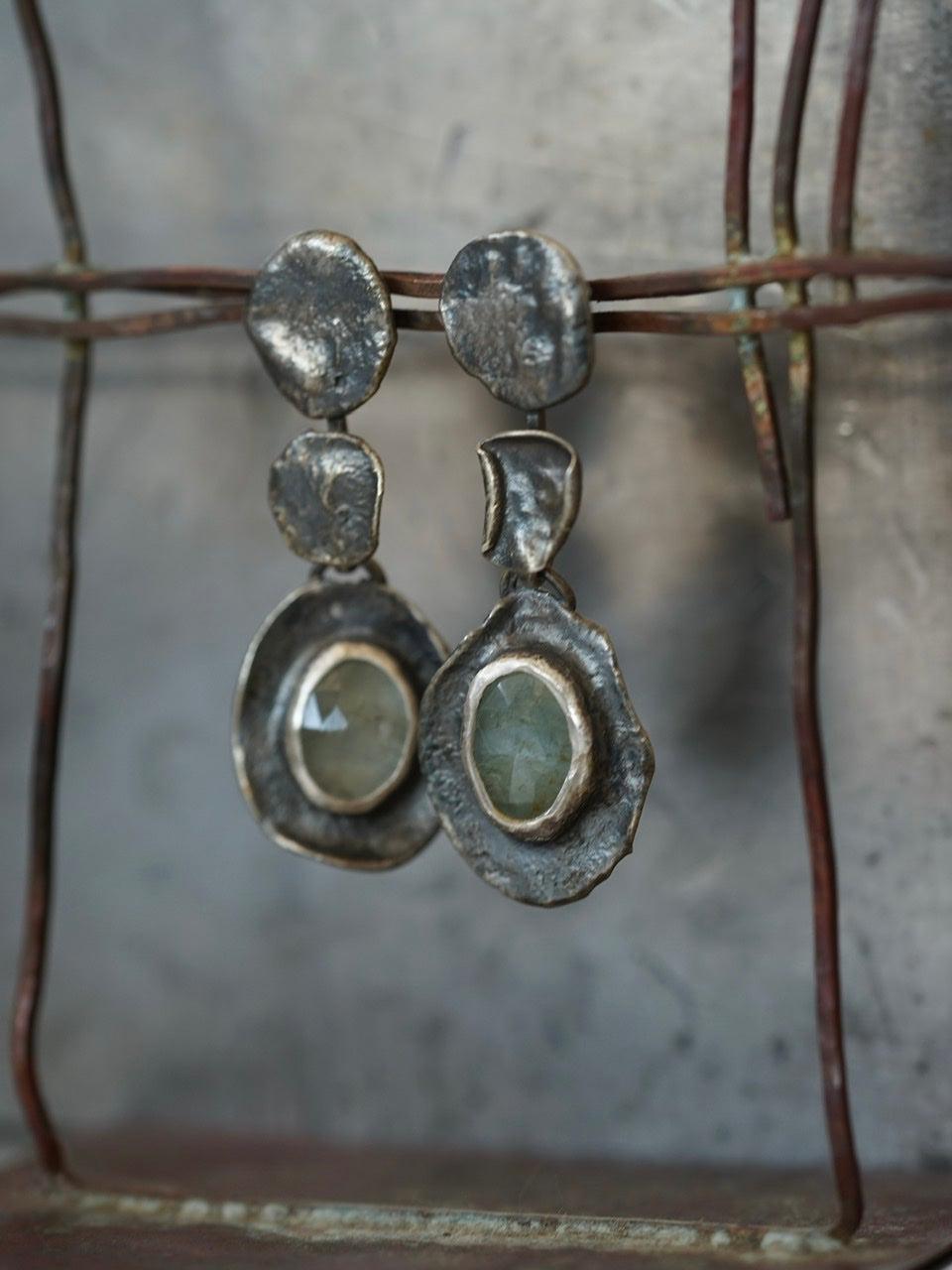 Melted series, aquamarine earrings