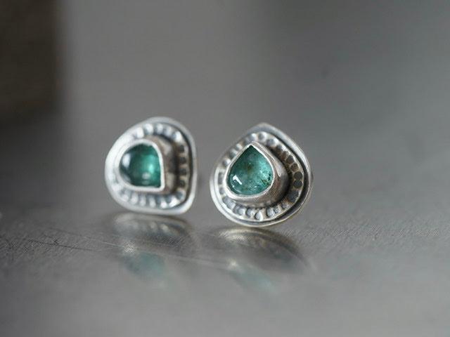 Little teal tourmaline post earrings