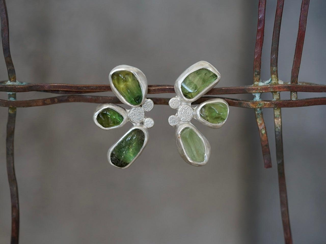 Green botanical tourmaline earrings
