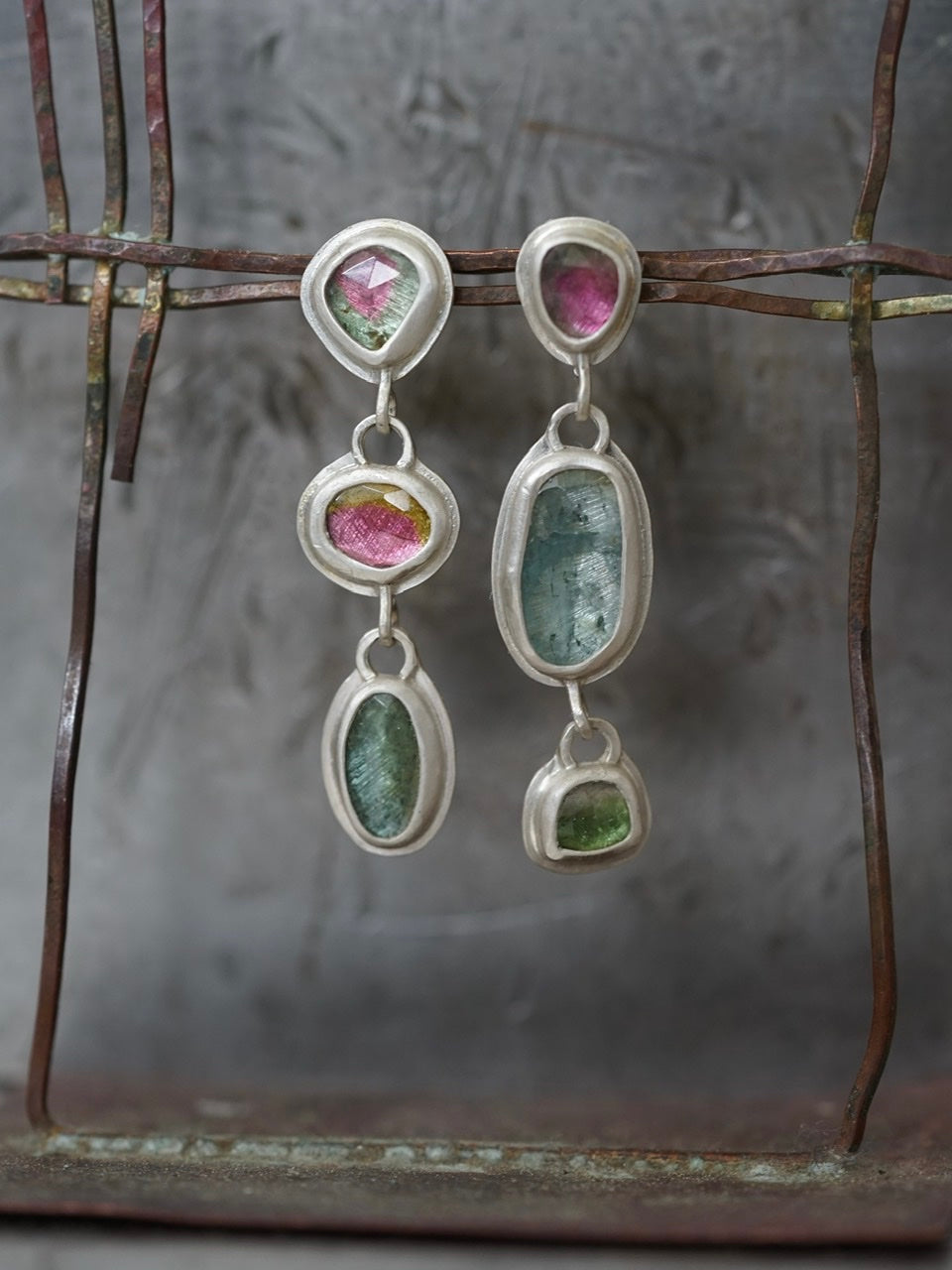 Multitourmaline drop earrings