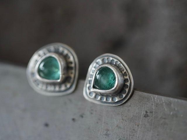 Little teal tourmaline post earrings