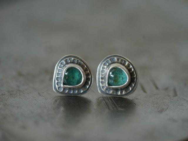 Little teal tourmaline post earrings