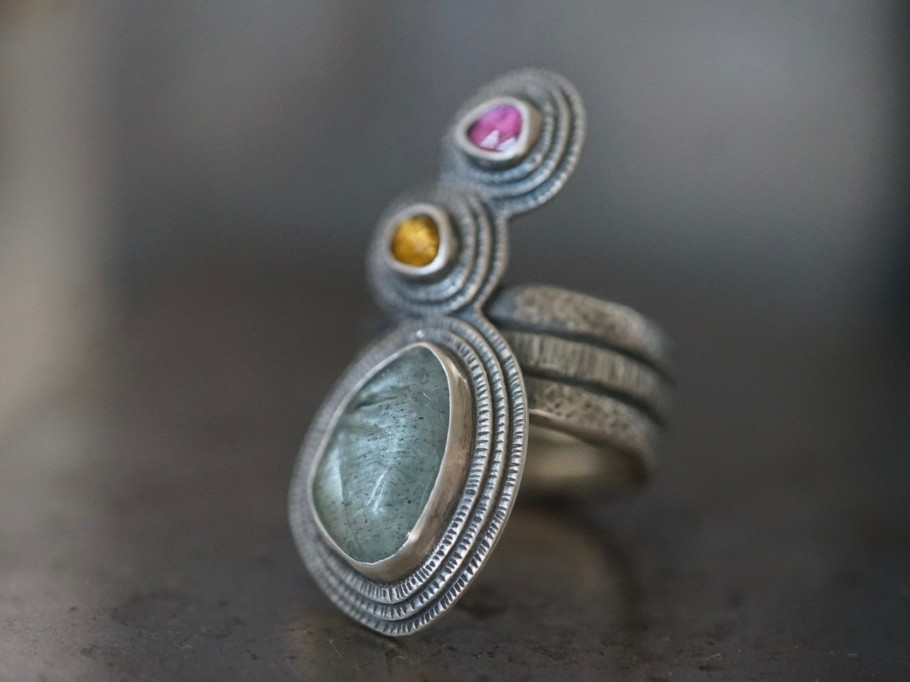 Exquisite tourmaline statement ring, size 9