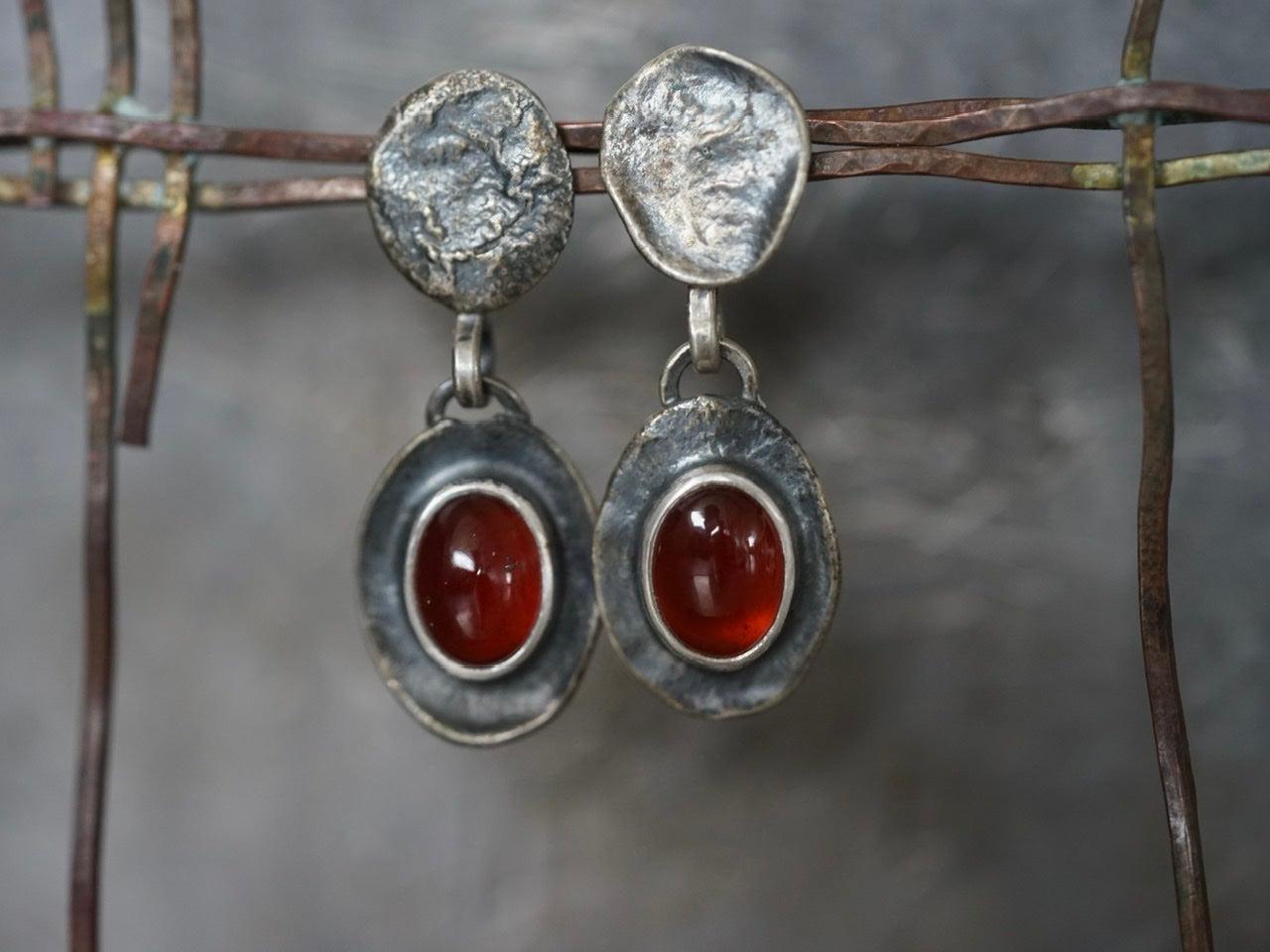 Melted series, hessonite garnet earrings
