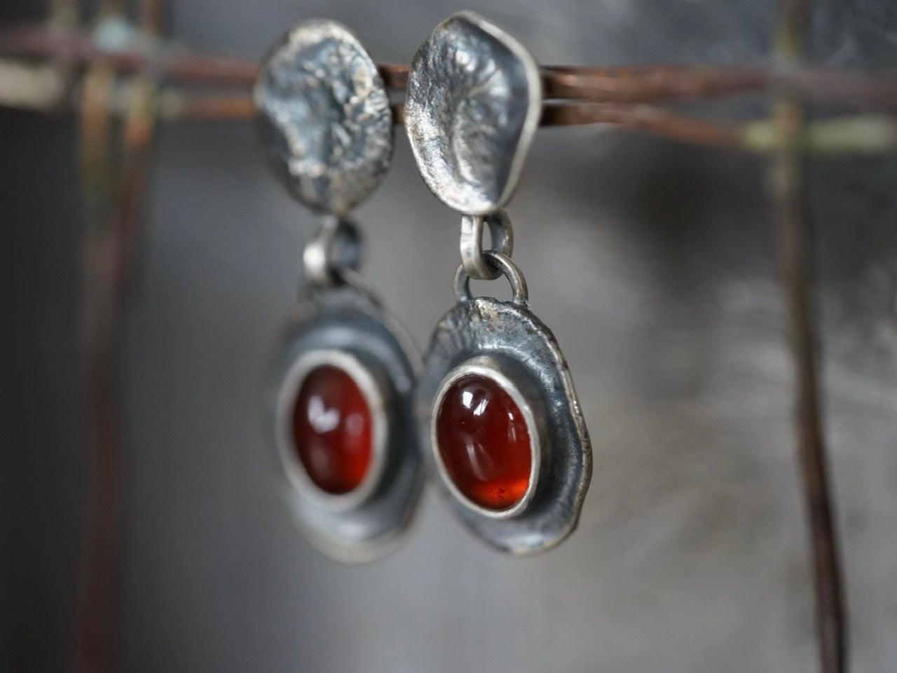 Melted series, hessonite garnet earrings