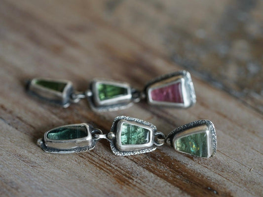 Tourmaline dangly post earrings