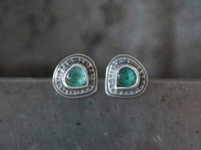 Little teal tourmaline post earrings