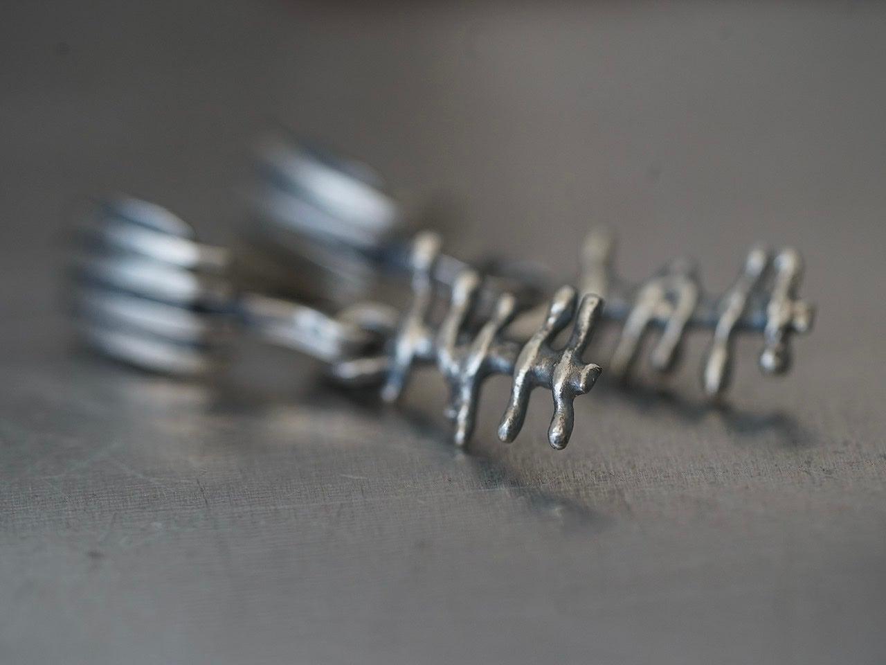 Remnants/ withered series, small skeletal sterling silver earrings