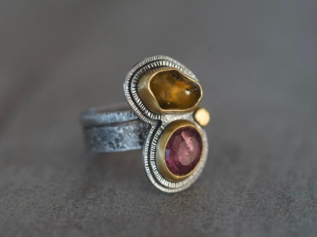 RESERVED FOR YVONNE, unique tourmaline ring, size 8.75