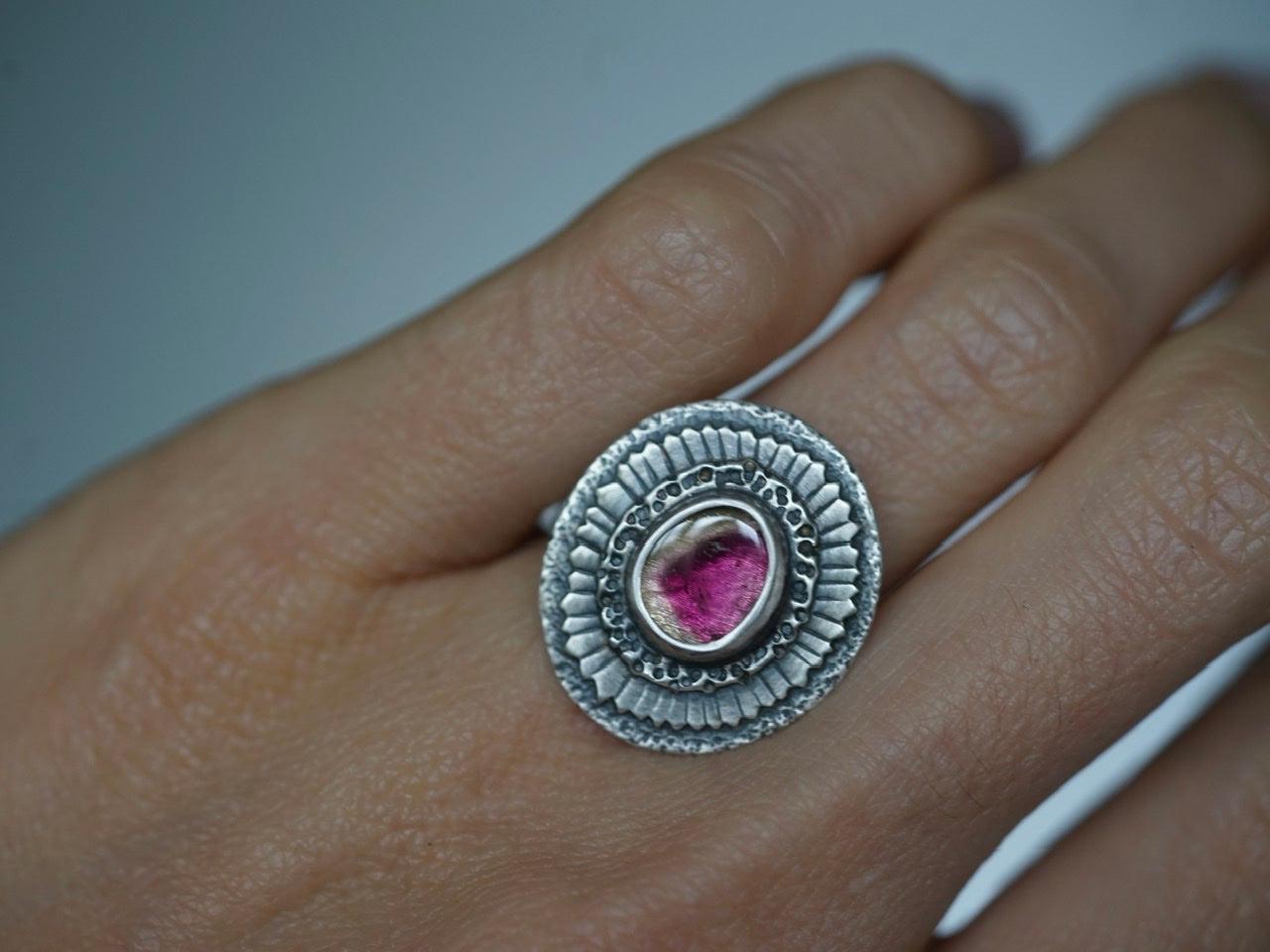 Tourmaline flower ring, size 7