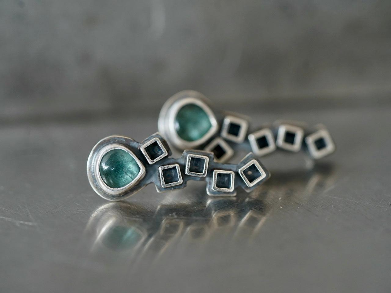 Teal tourmaline post earrings