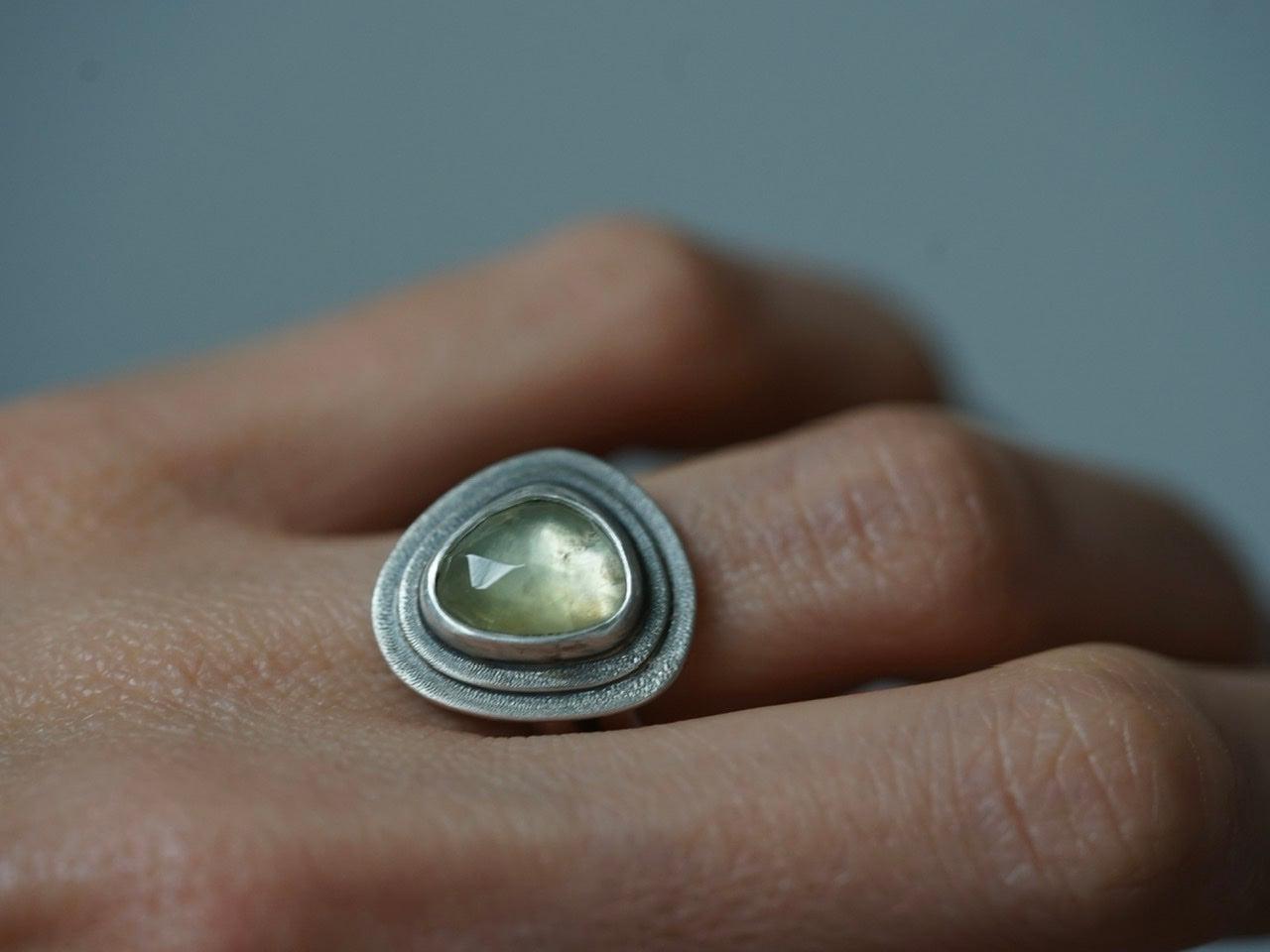 Prehnite ring, size 7