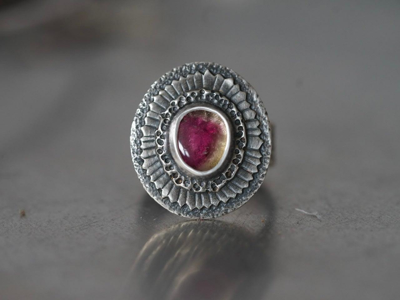 Tourmaline flower ring, size 7