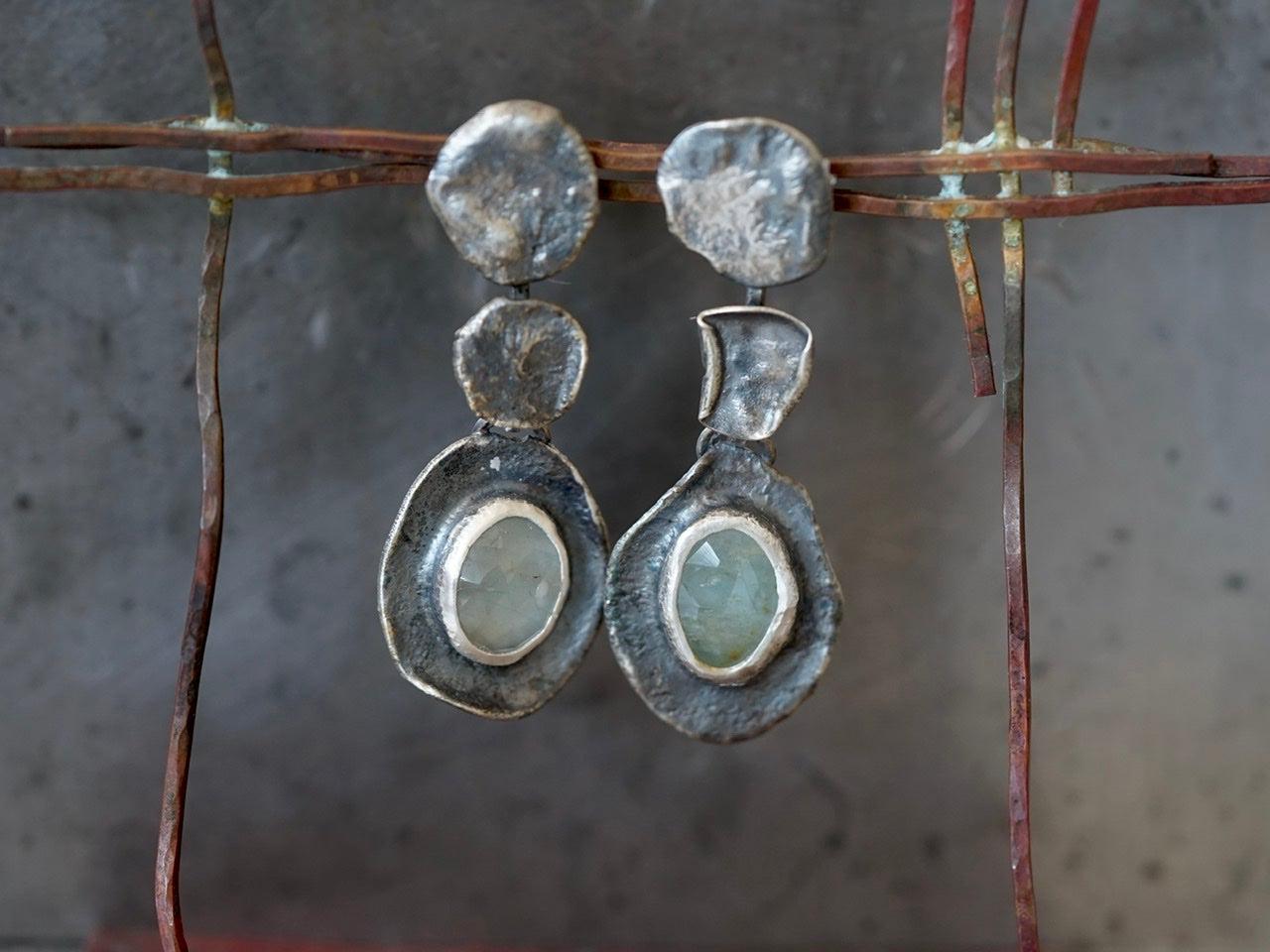 Melted series, aquamarine earrings