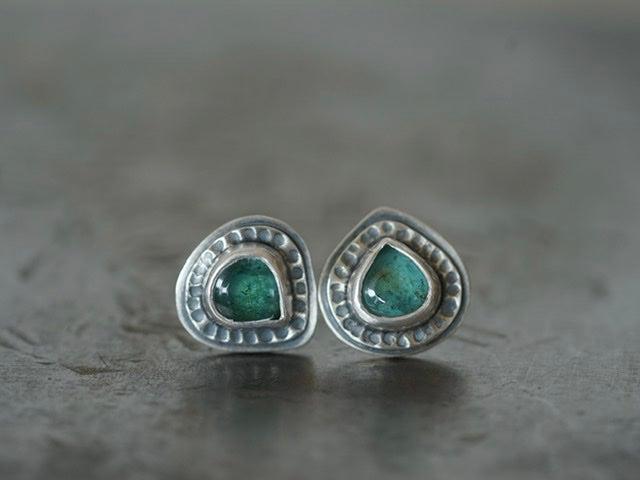 Little teal tourmaline post earrings