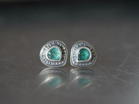 Little teal tourmaline post earrings