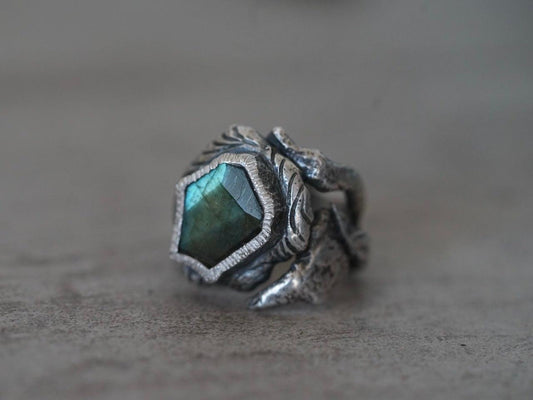 Labradorite statement ring, size 7.25