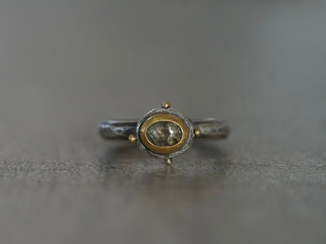 Green sapphire direction ring, size 6.25,