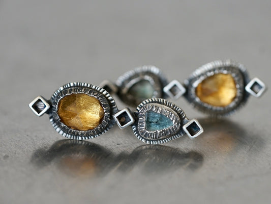 Citrine and tourmaline post earrings