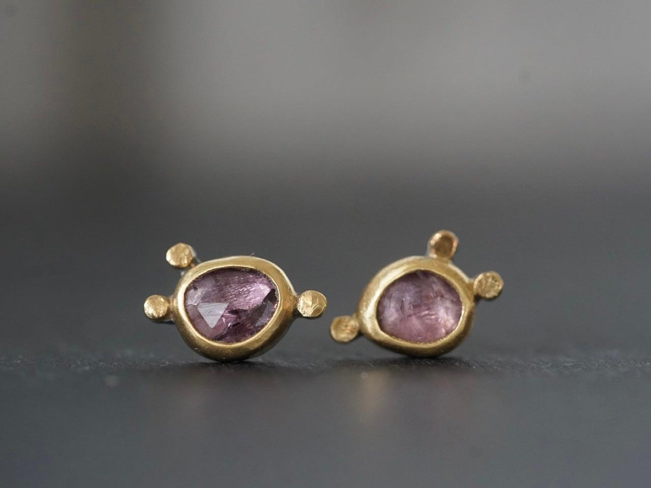 Lavender purple spinel and22k gold post earrings