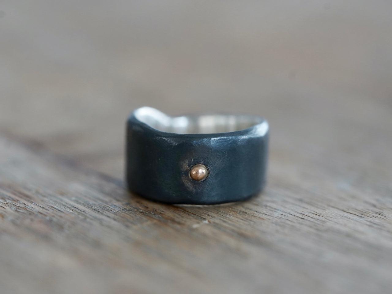 Sterling silver and 18 K rose gold ring, size 7