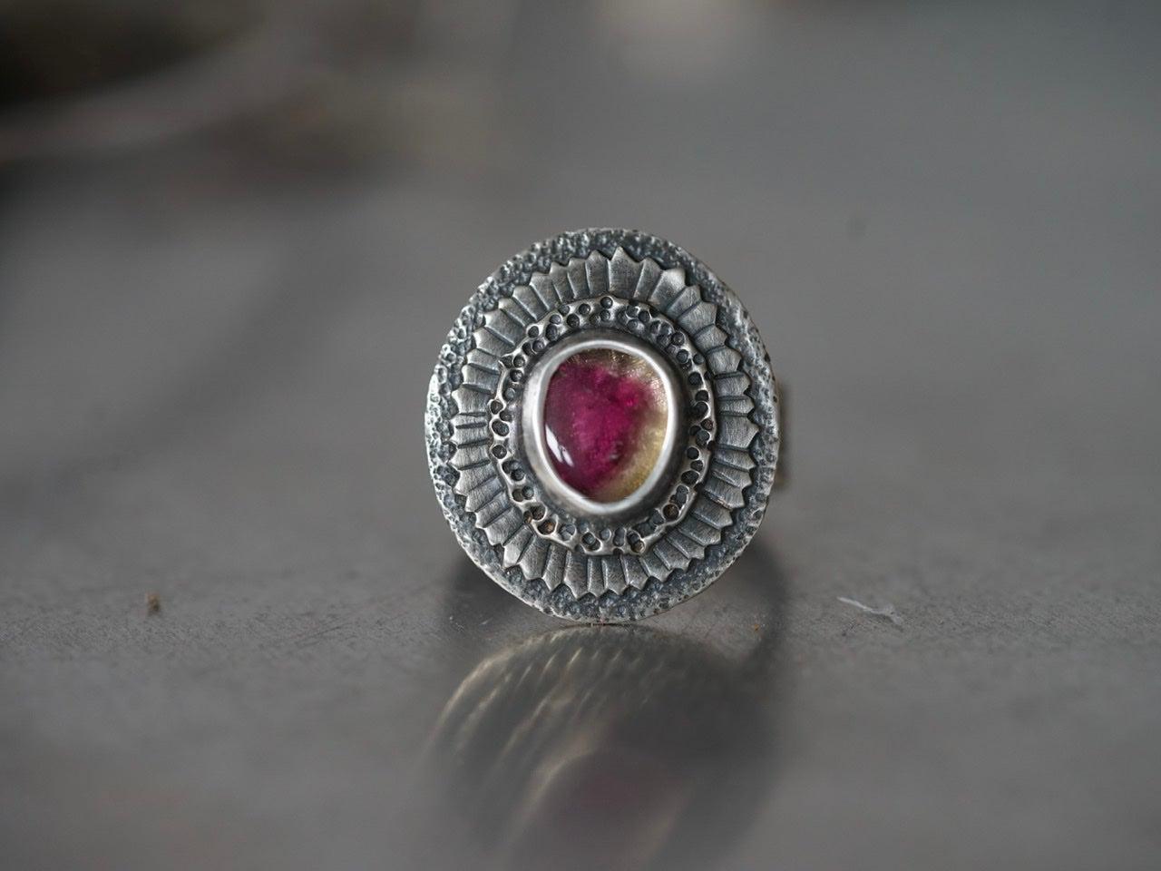 Tourmaline flower ring, size 7