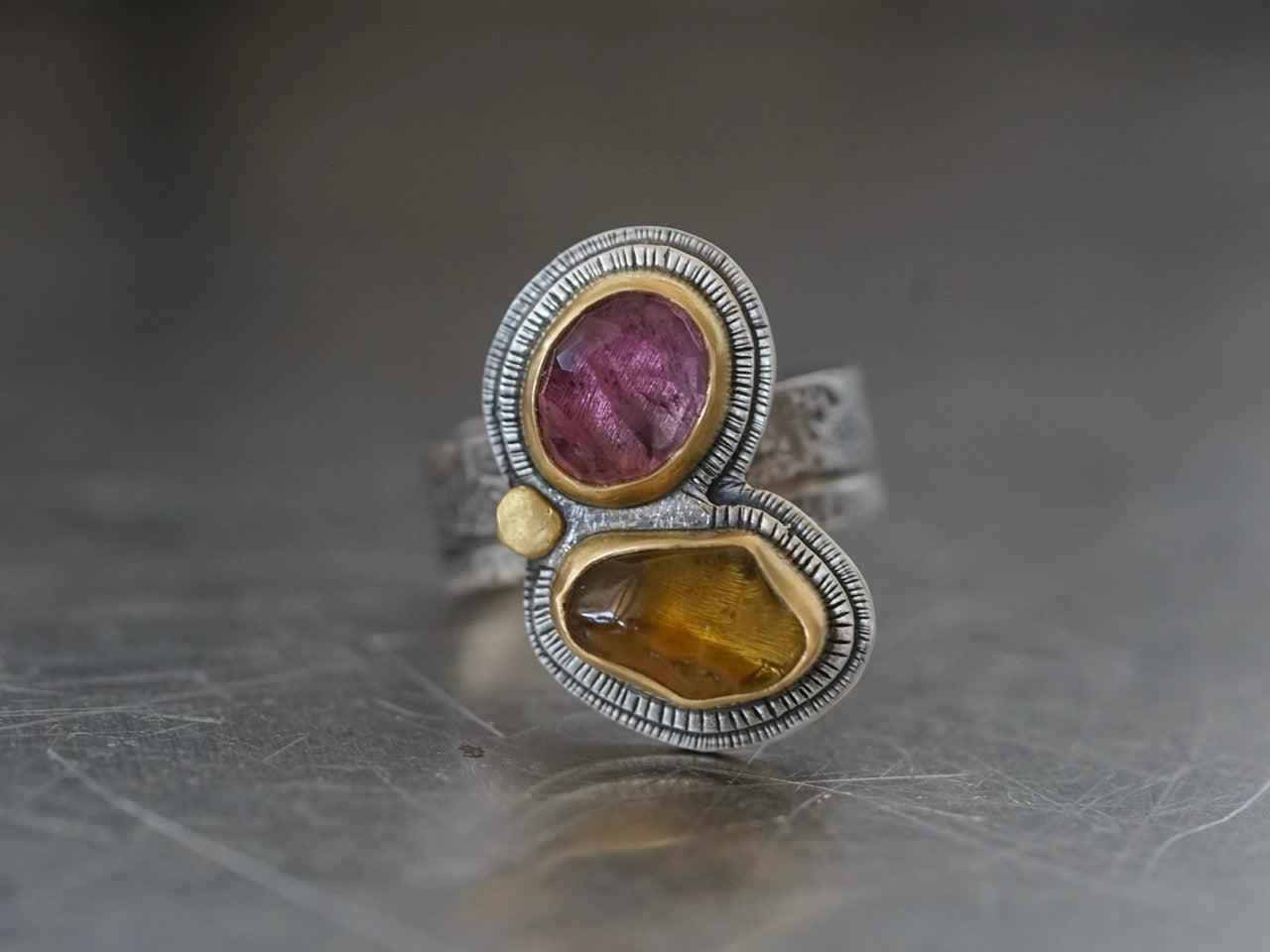 RESERVED FOR YVONNE, unique tourmaline ring, size 8.75