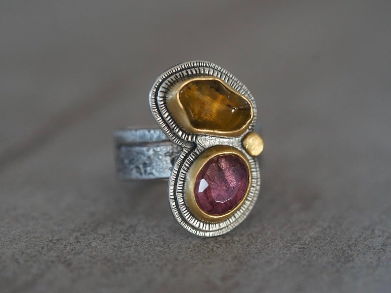 RESERVED FOR YVONNE, unique tourmaline ring, size 8.75