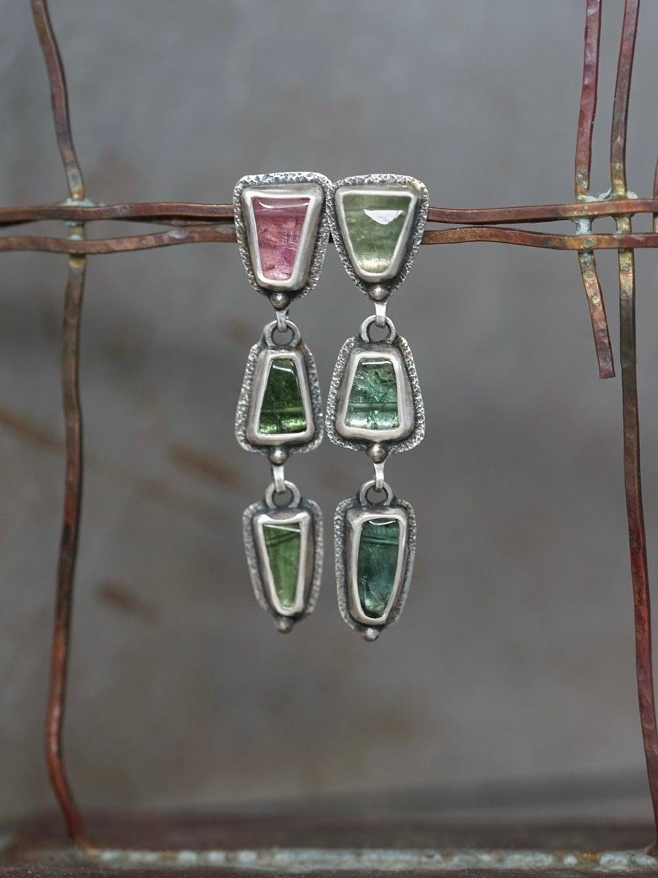 Tourmaline dangly post earrings