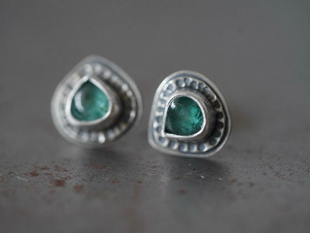 Little teal tourmaline post earrings