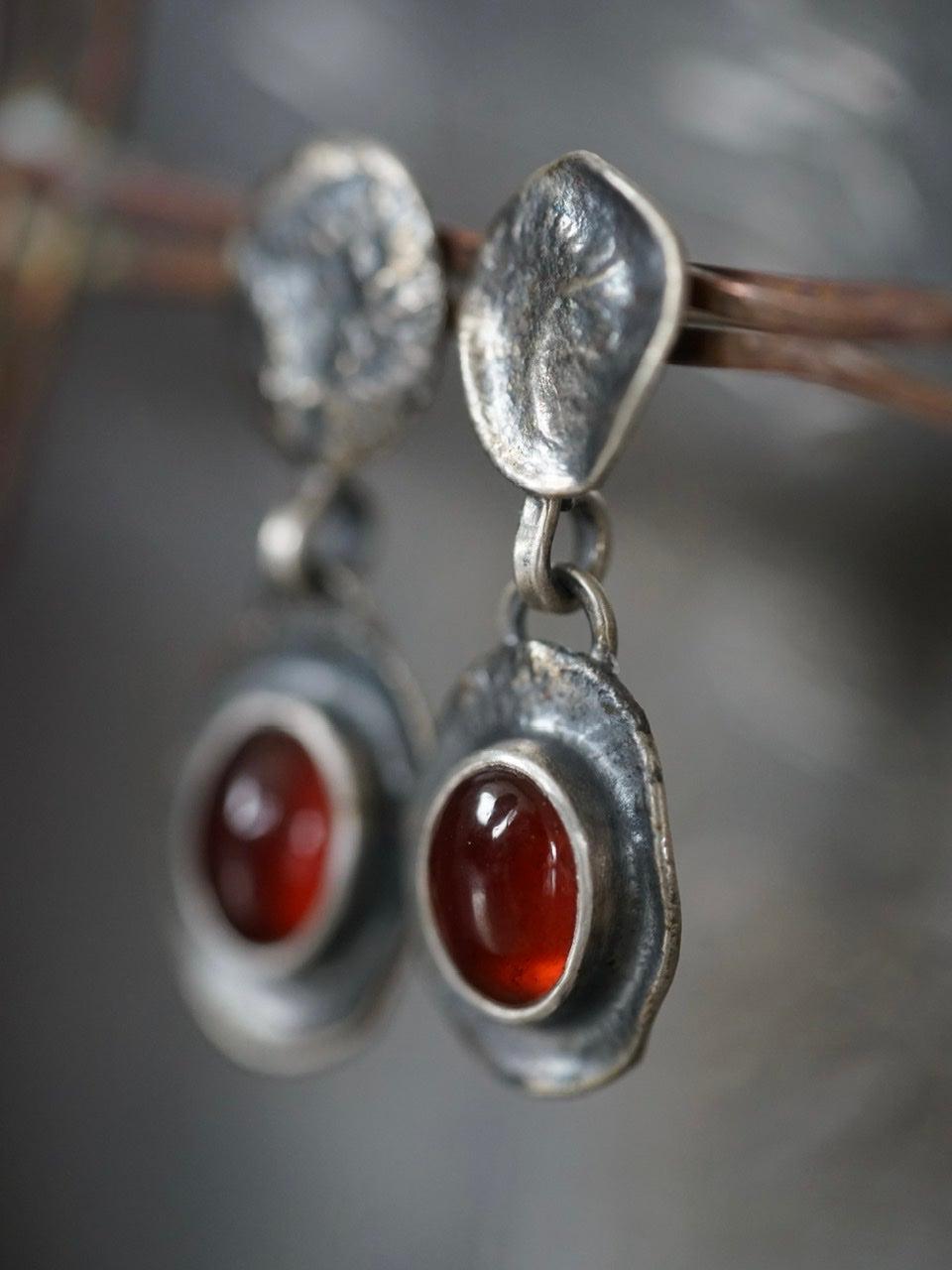 Melted series, hessonite garnet earrings