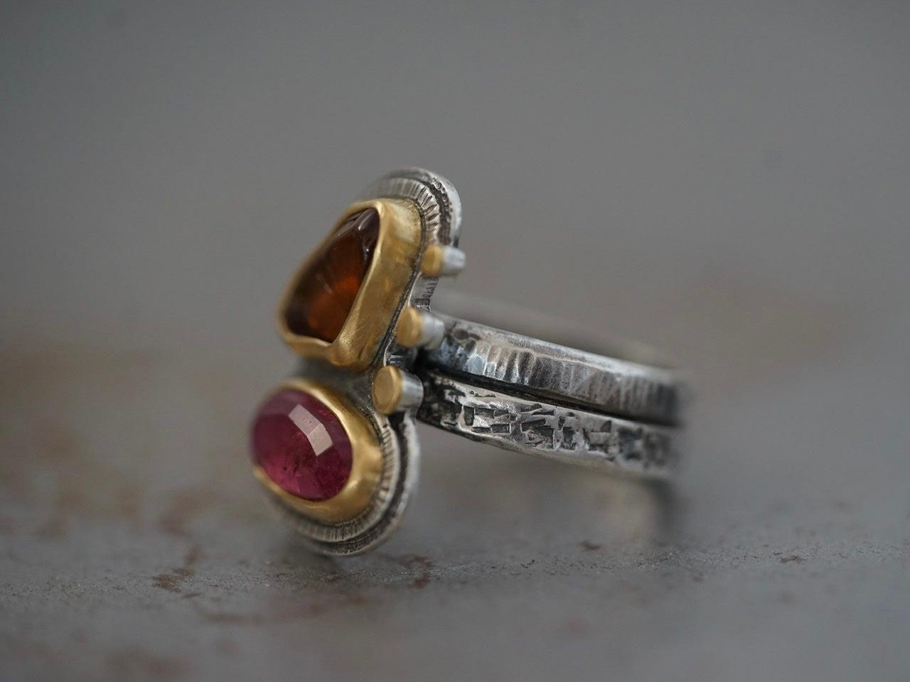 Tourmaline ring with gold accents, size 7